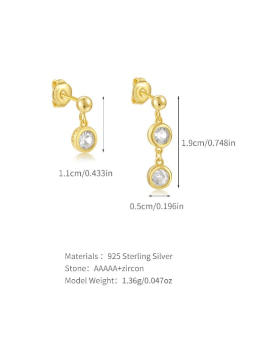 YUANFAN 925 Sterling Silver Rhinestone Asymmetrical  Geometric Minimalist Drop Earring 2