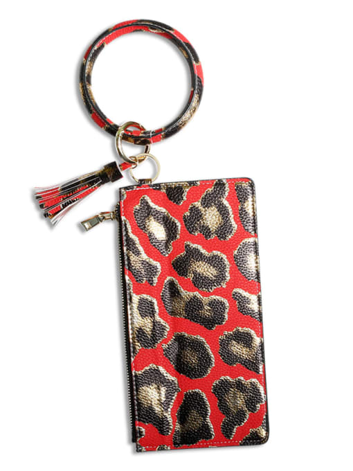 Titanium red k68201 Alloy PU Mobile phone bag Wrist Key Chain