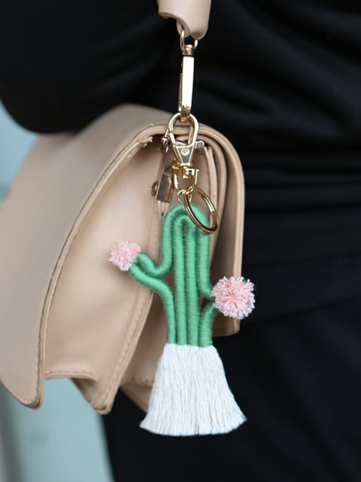 JMI Alloy Cotton Cactus Cute Hand-Woven Key Chain/ Bag Pendant 1