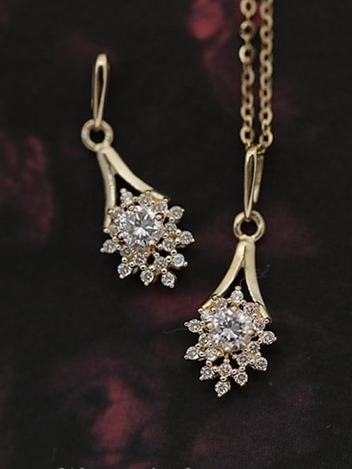 ZEMI 925 Sterling Silver Rhinestone Gold Flower Dainty Necklace 2
