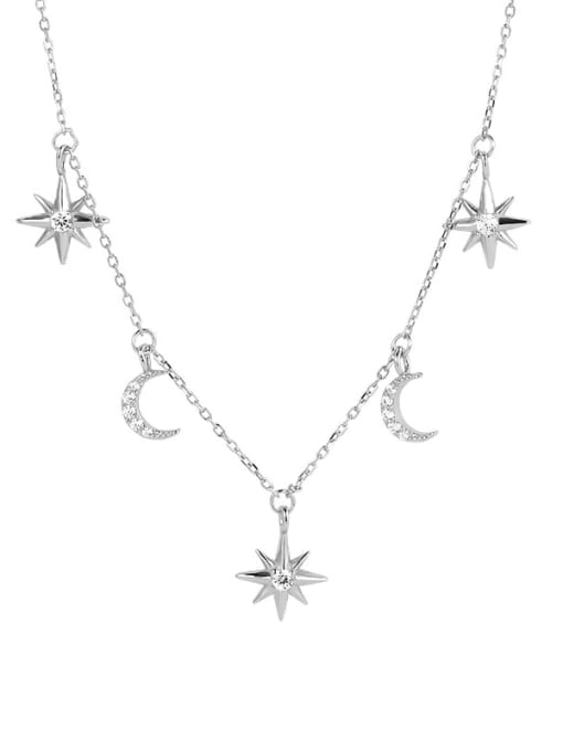 A117A Platinum 925 Sterling Silver Cubic Zirconia Star Minimalist Necklace