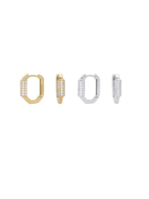 Jewel-Silver 925 Sterling Silver Cubic Zirconia Geometric Minimalist Huggie Earring 0