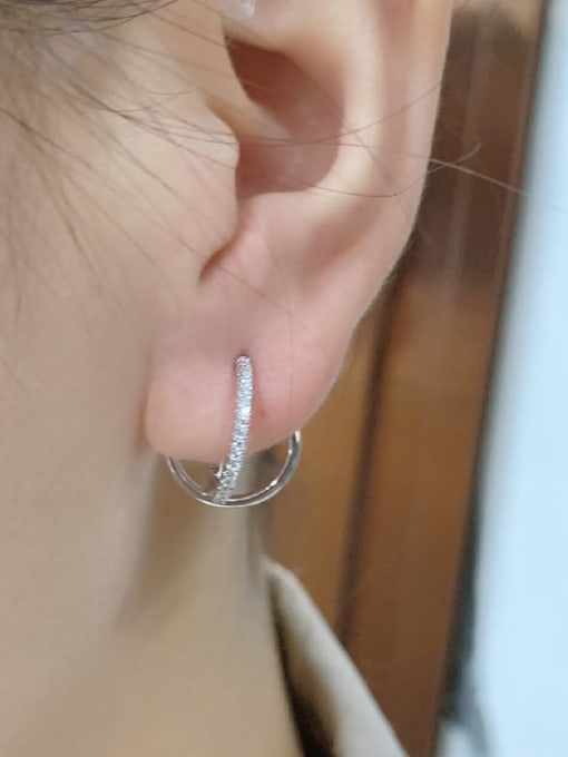 A&T Jewelry 925 Sterling Silver Cubic Zirconia Geometric Minimalist Drop Earring 1