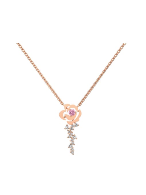 STL-Silver Jewelry 925 Sterling Silver Enamel Flower Dainty Tassel Necklace 1