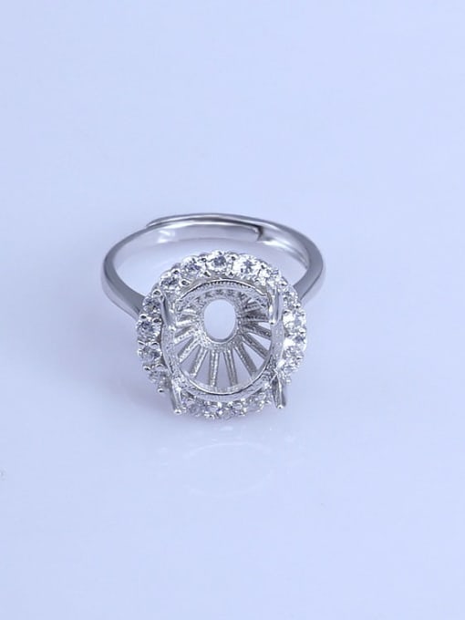 Supply 925 Sterling Silver 18K White Gold Plated Geometric Ring Setting Stone size:9*11 11*13 12*14 12*16 11*15MM 0