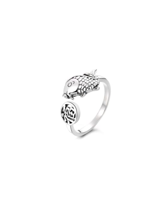 TAIS 925 Sterling Silver Fish Vintage Band Ring