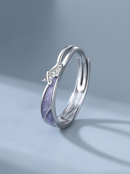 women 925 Sterling Silver Enamel Geometric Minimalist Couple Ring