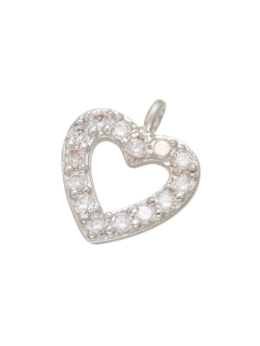 Platinum White Diamond peach heart Brass Cubic Zirconia Micro Inlay Heart Star Pendant