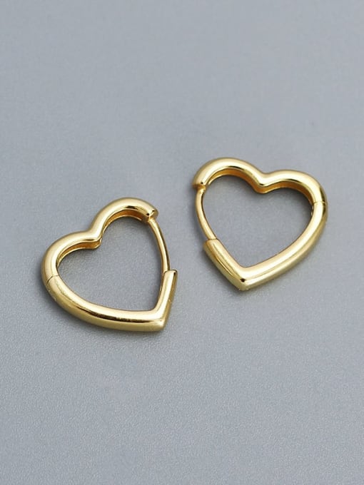 Gold 925 Sterling Silver Heart Minimalist Huggie Earring
