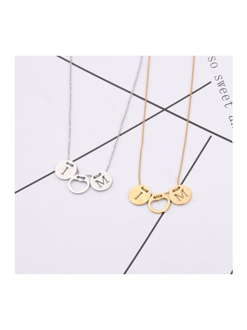 MEN PO Stainless steel Gold Letter Minimalist Necklace 1