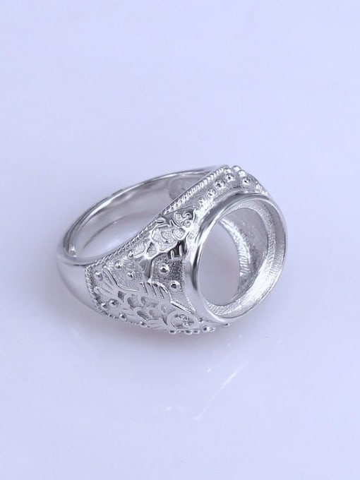 Supply 925 Sterling Silver 18K White Gold Plated Geometric Ring Setting Stone size: 12*14mm 2
