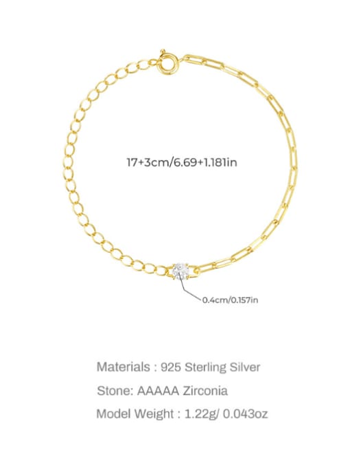 YUANFAN 925 Sterling Silver Geometric Minimalist Asymmetrical  Chain Link Bracelet 3