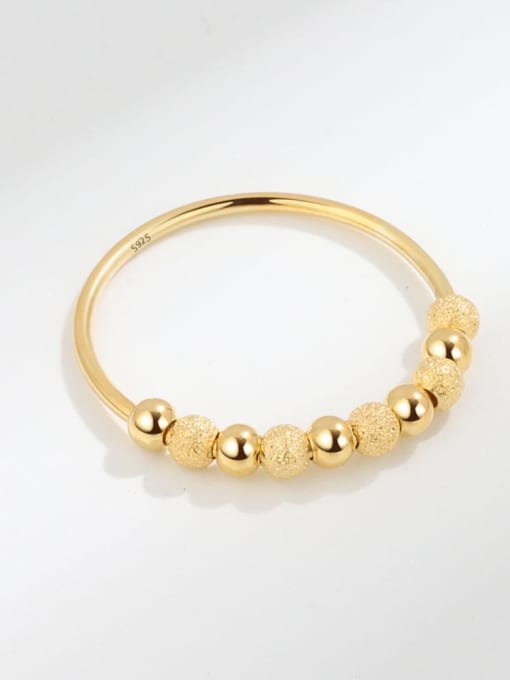 18k gold 925 Sterling Silver Geometric Minimalist Bead Ring
