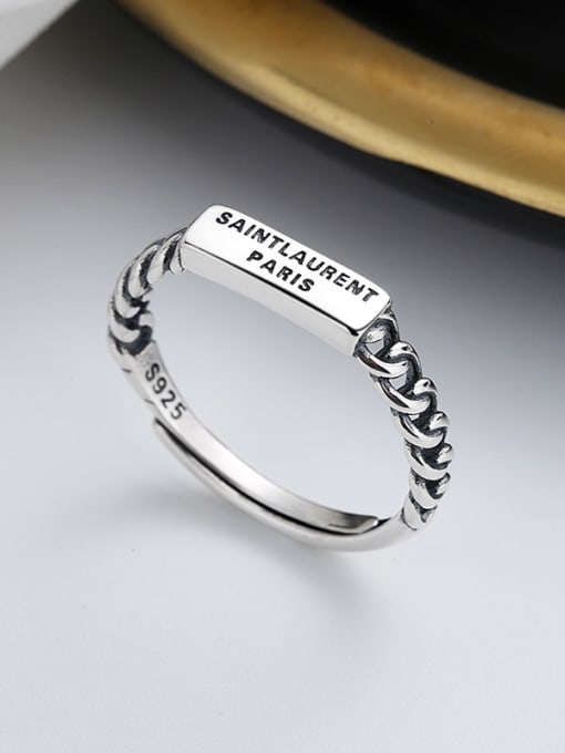 TAIS 925 Sterling Silver Letter Vintage Band Ring 3
