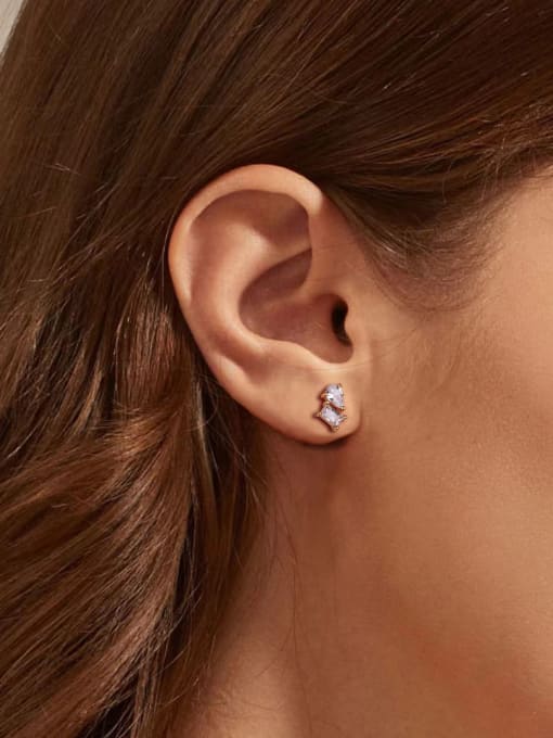 Jewel-Silver 925 Sterling Silver Cubic Zirconia Geometric Statement Stud Earring 1