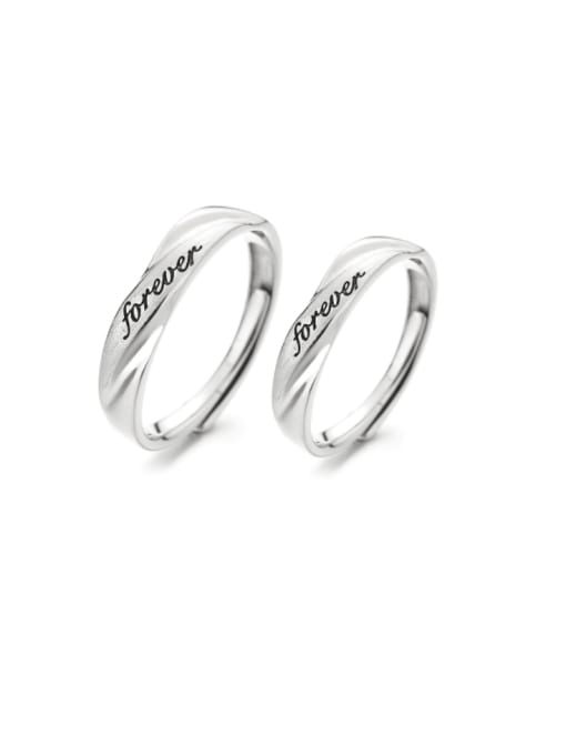 TAIS 925 Sterling Silver Letter Minimalist Couple Ring 0