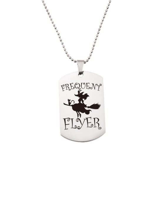 Steel color Stainless Steel Army Brand Laser Christmas Easter Series Pendant Necklace