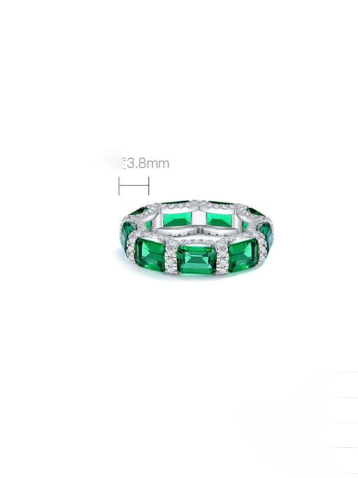 A&T Jewelry 925 Sterling Silver High Carbon Diamond Green Geometric Dainty Band Ring 2
