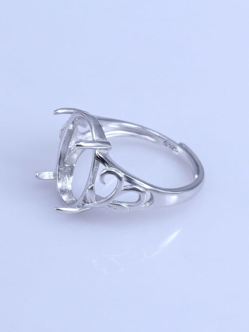Supply 925 Sterling Silver 18K White Gold Plated Geometric Ring Setting Stone size: 8*10 10*12 12*15 12*16 13*18 15*20MM 1