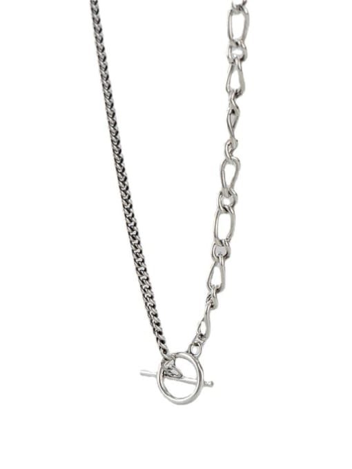 ARTTI 925 Sterling Silver Geometric Vintage Asymmetrical  Hollow Chain Necklace 2