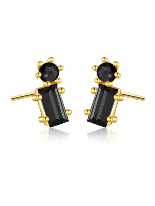 18k gold (Blackstone) 925 Sterling Silver Cubic Zirconia Geometric Dainty Stud Earring