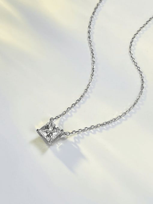 M&J 925 Sterling Silver High Carbon Diamond Square Minimalist Necklace 1