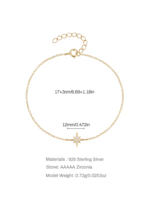 YUANFAN 925 Sterling Silver Cubic Zirconia Star Dainty Link Bracelet 2