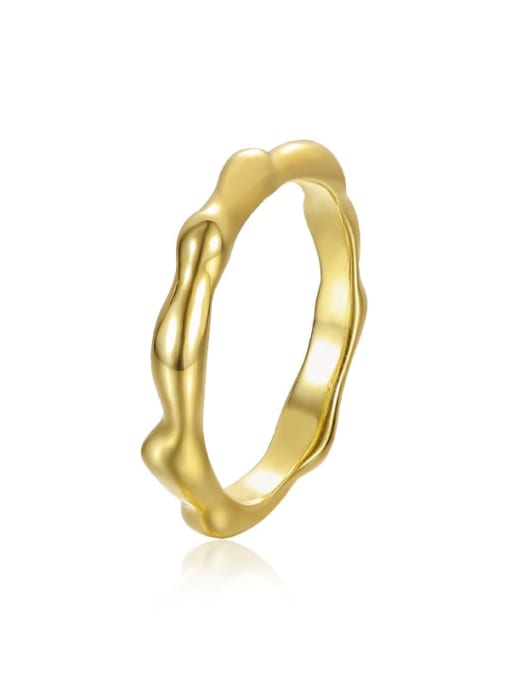 K1453 Gold 925 Sterling Silver Irregular Minimalist Band Ring