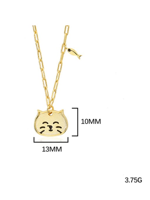 YUANFAN 925 Sterling Silver Icon Cute  Cat Pendant Necklace 3