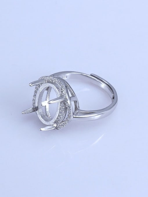Supply 925 Sterling Silver 18K White Gold Plated Geometric Ring Setting Stone size: 8*10 9*11 11*13 10*14 12*16MM 1