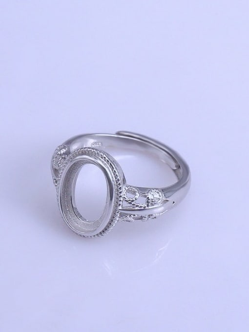 Supply 925 Sterling Silver 18K White Gold Plated Geometric Ring Setting Stone size: 8*12mm 1