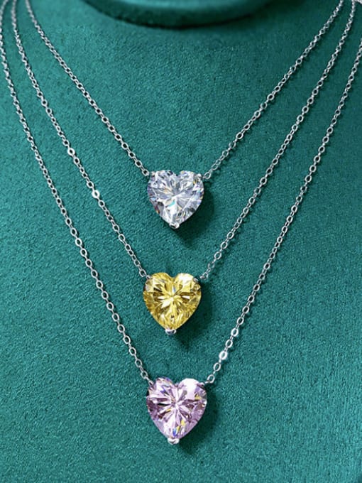 M&J 925 Sterling Silver Cubic Zirconia Heart Minimalist Necklace