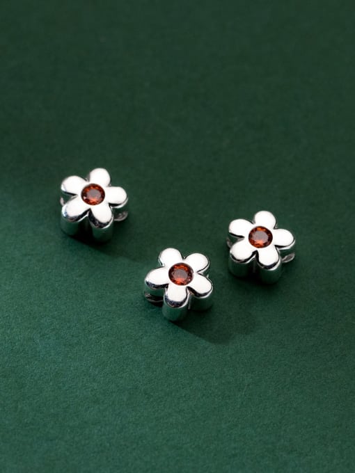 FAN S925 silver electroplating inlaid with 8mm five-petal flower spacer beads 0