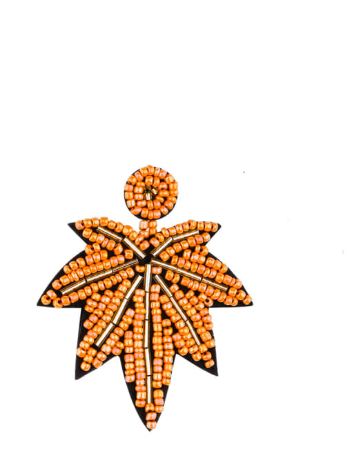 Orange e68696 Non-woven fabric Bead  Geometric Bohemia Hand-Woven  Drop Earring