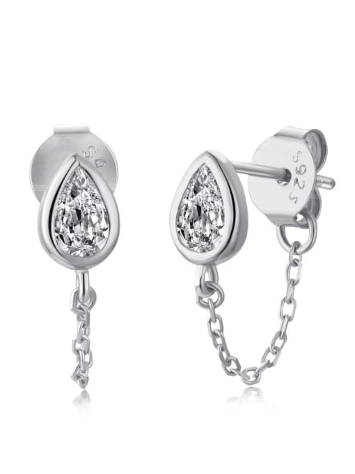 STL-Silver Jewelry 925 Sterling Silver Cubic Zirconia Heart Minimalist Threader Earring 3