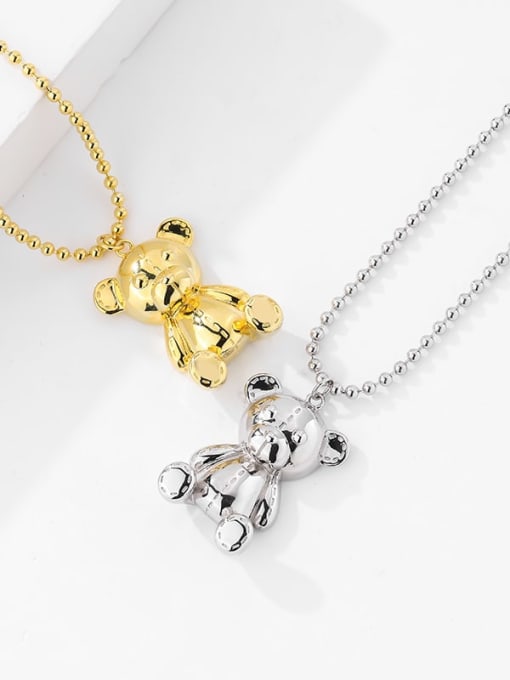 YUANFAN 925 Sterling Silver Bear Cute Bead Chain Necklace 3