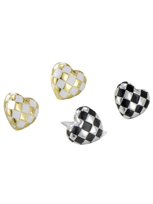ARTTI 925 Sterling Silver Enamel Heart Minimalist Stud Earring