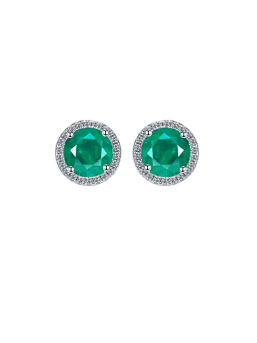 Emerald Earrings 925 Sterling Silver High Carbon Diamond Geometric Luxury Stud Earring