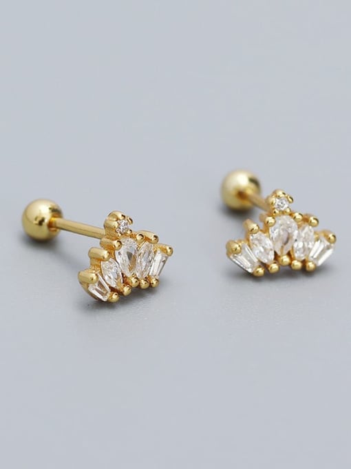 Gold color 925 Sterling Silver Cubic Zirconia Geometric Dainty Stud Earring