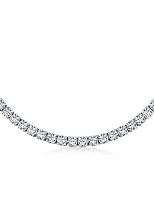 3MM Stone, length : 31cm+ 7cm 925 Sterling Silver Cubic Zirconia tennis Necklace