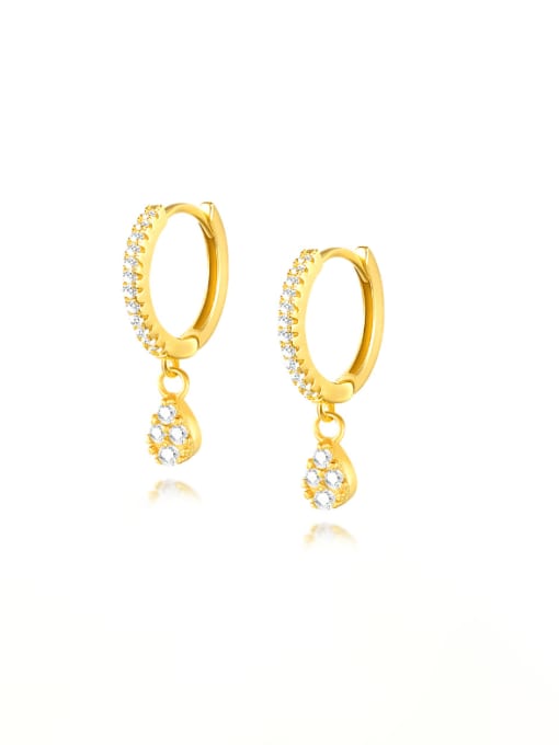 YUANFAN 925 Sterling Silver Cubic Zirconia Geometric Dainty Huggie Earring 0