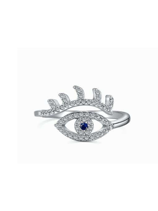 STL-Silver Jewelry 925 Sterling Silver Cubic Zirconia Evil Eye Minimalist Band Ring