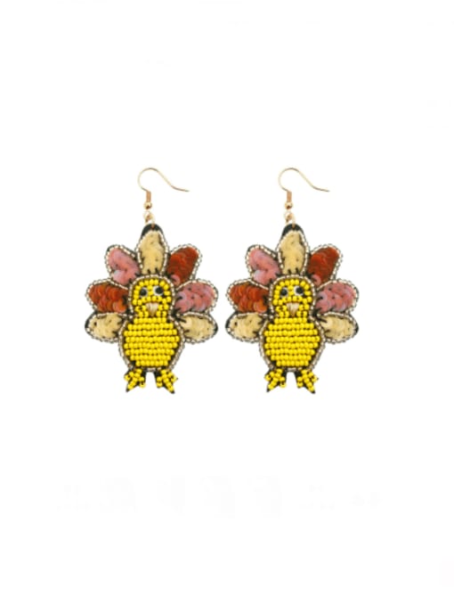E69036 Yellow Alloy Miyuki Millet Bead Bee Hip Hop Pure handmade Weave Earring