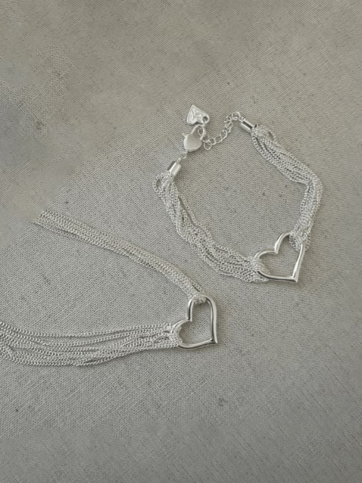 ARTTI 925 Sterling Silver Heart Vintage Multi Strand Necklace