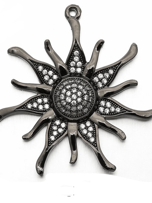 Gun black Copper Sunflower Microset Pendant