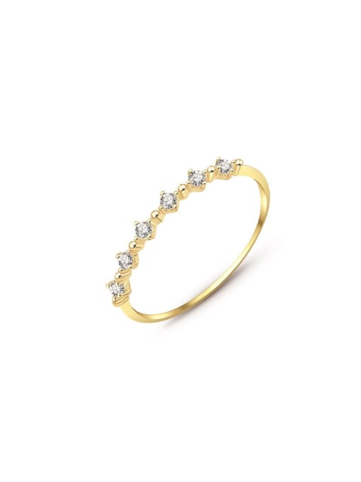 golden 925 Sterling Silver Cubic Zirconia Dainty Band Ring
