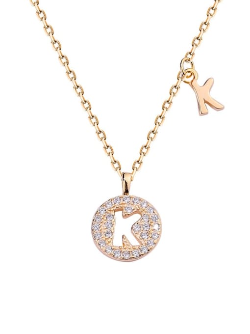 A1573 Champagne plated gold K 925 Sterling Silver Rhinestone Geometric Minimalist Necklace