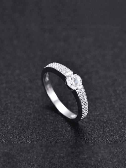 A&T Jewelry 925 Sterling Silver Cubic Zirconia Geometric Minimalist Band Ring 4