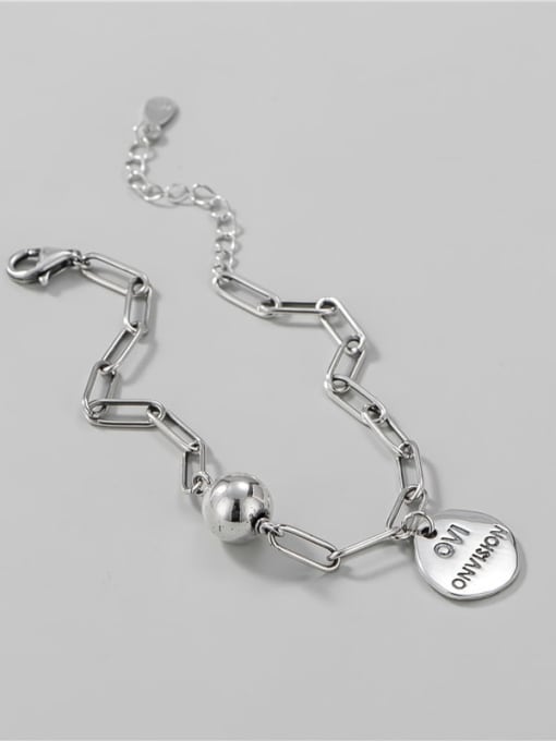 Round bead letter round brand Bracelet 925 Sterling Silver Geometric Minimalist Link Bracelet