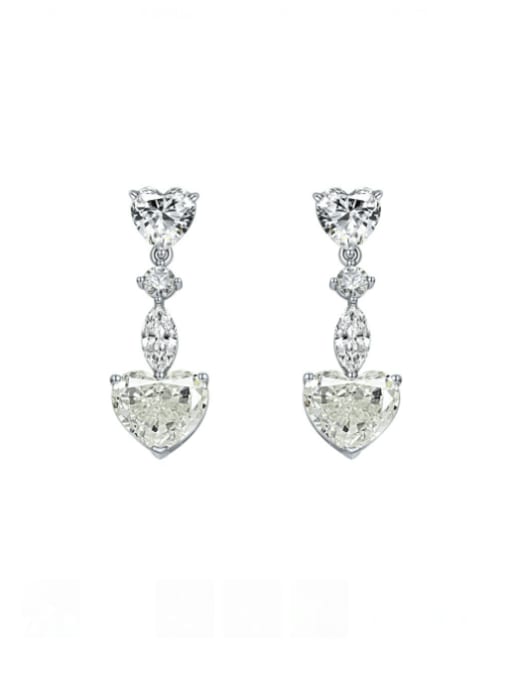 A&T Jewelry 925 Sterling Silver High Carbon Diamond Heart Luxury Drop Earring